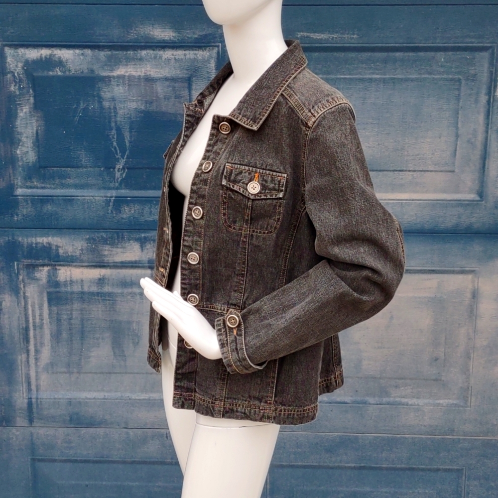 FRENCHKUFF LADIES PREMIUM BUTTON DOWN BLACK DENIM JACKET